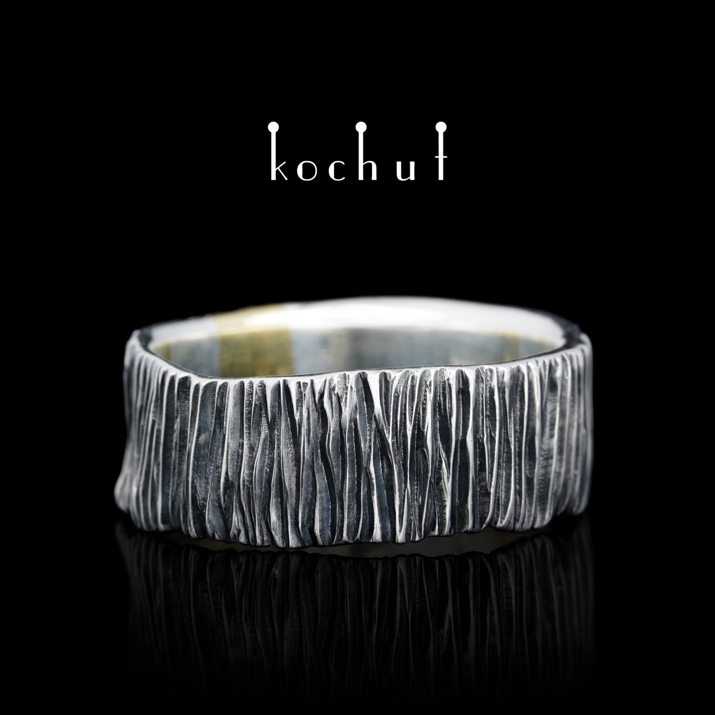 Lichtzeichen — Ring aus oxidiertem Silber und Gelbgold