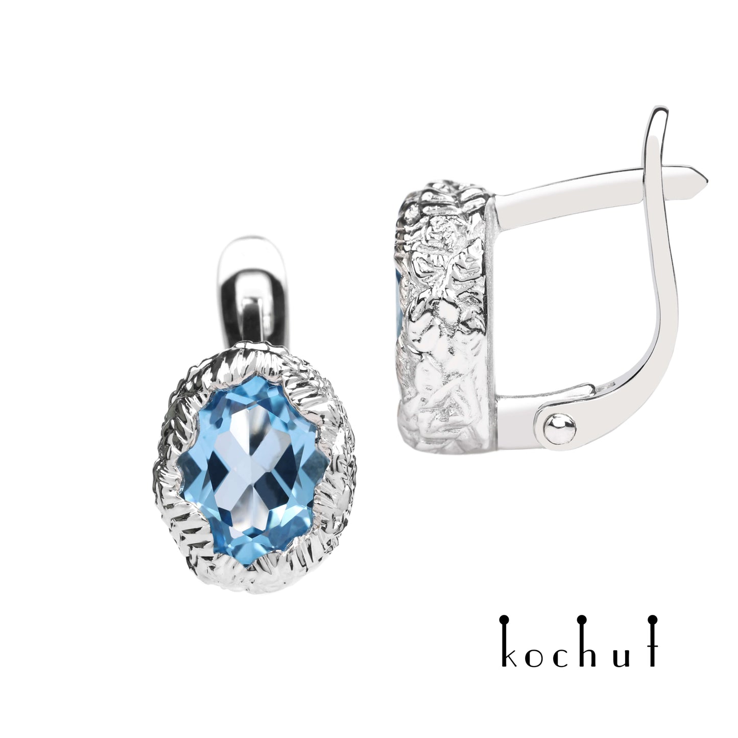 Quelle des Lebens — silberne Ohrringe mit Topas und Weißrhodium