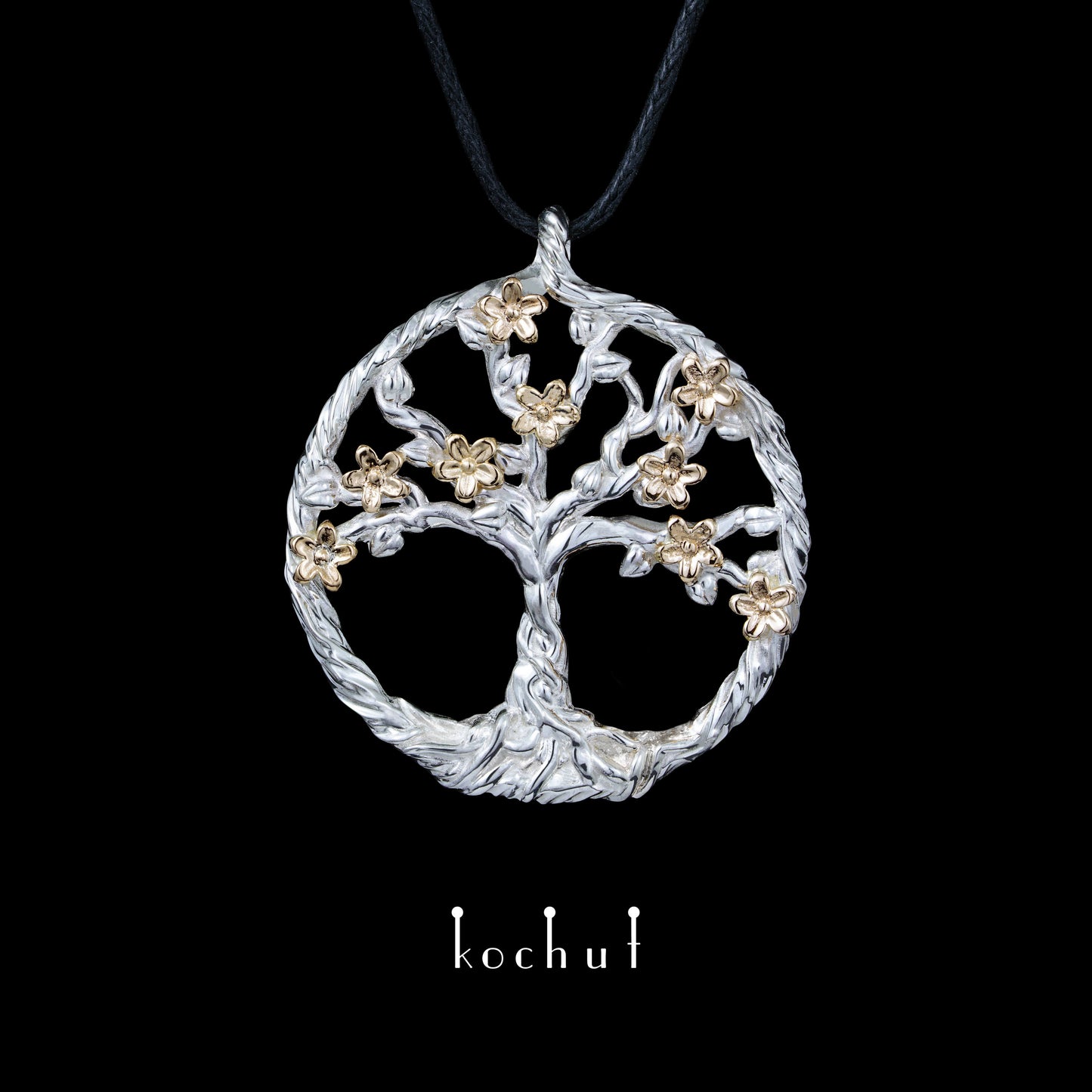 Blühender Baum — Anhänger aus Silber und Gold