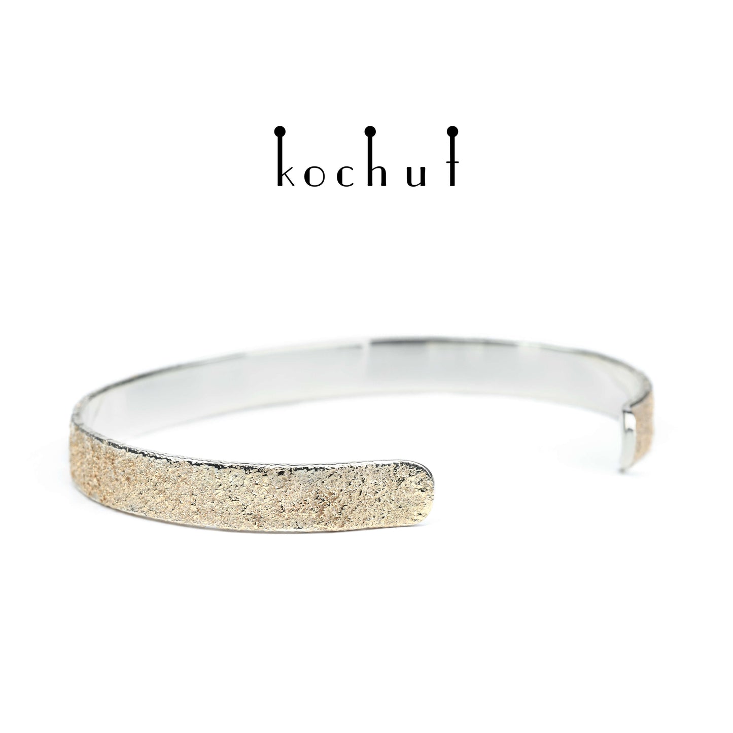 Leib und Seele: zusammenhängendes Ganzes – ganzheitliches Armband aus Silber und gelbem Gold mit Oberflächenbearbeitung