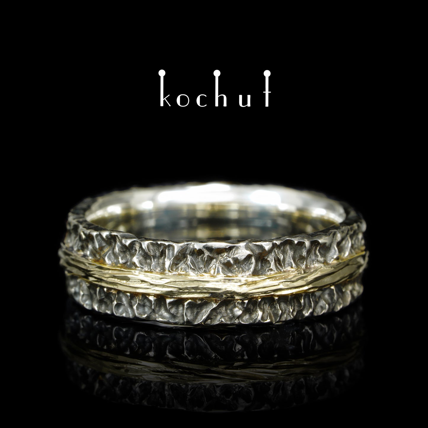 Citadel — Ehering aus Gelb- und Weißgold mit Rauchquarz, beschichtet mit schwarzem Rhodium