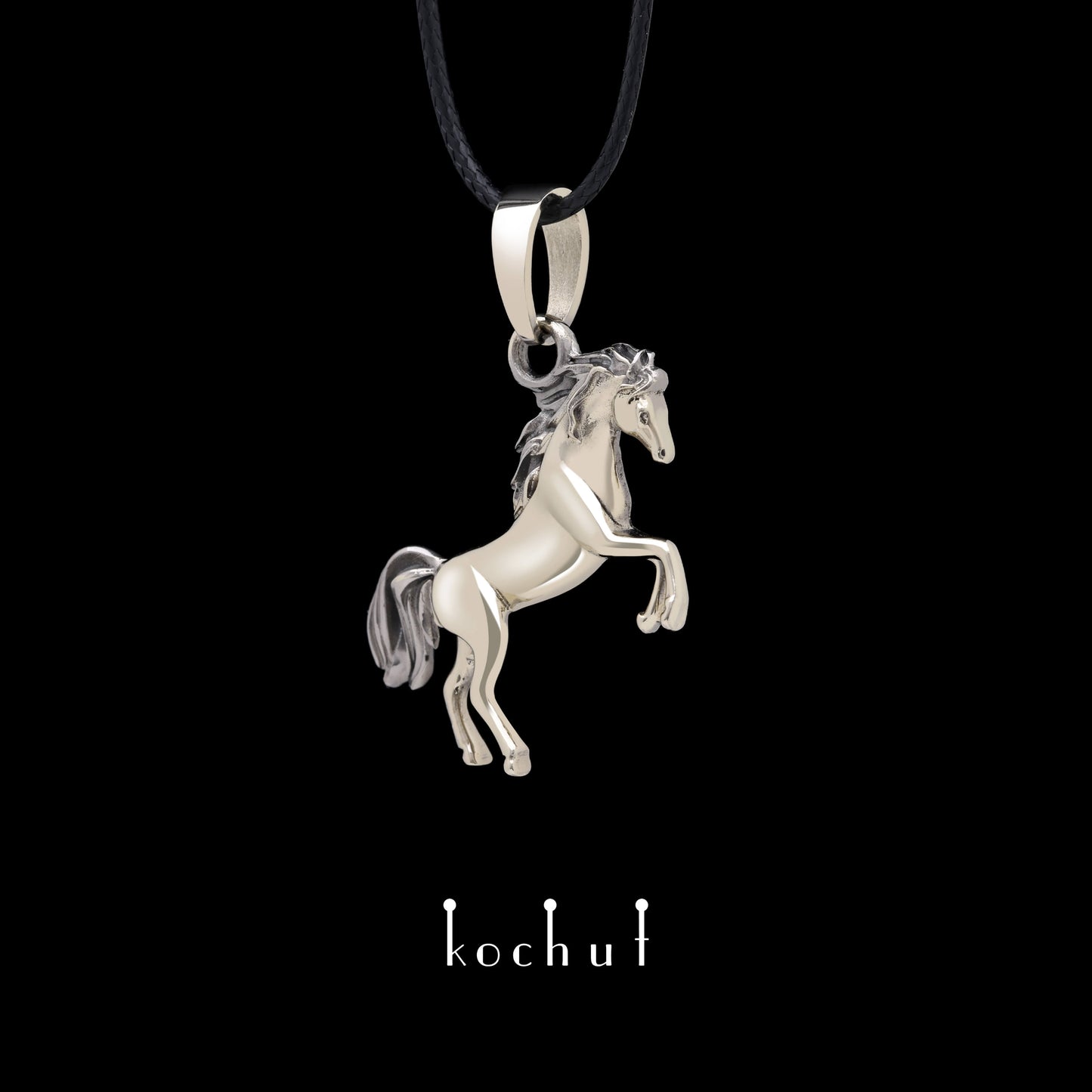 Mustang — Anhänger aus Weißgold, beschichtet mit schwarzem Rhodium
