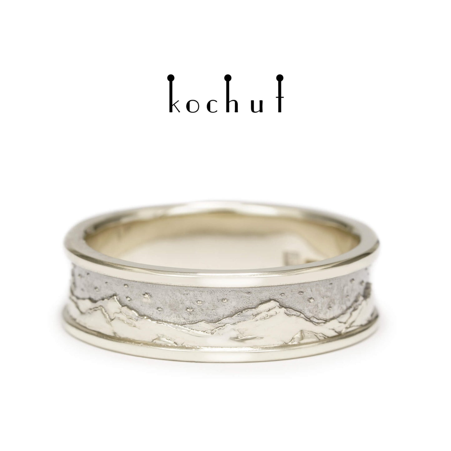 Höhen des Liebes: Sonne und Mond — goldener Ring mit schwarzem Rhodium