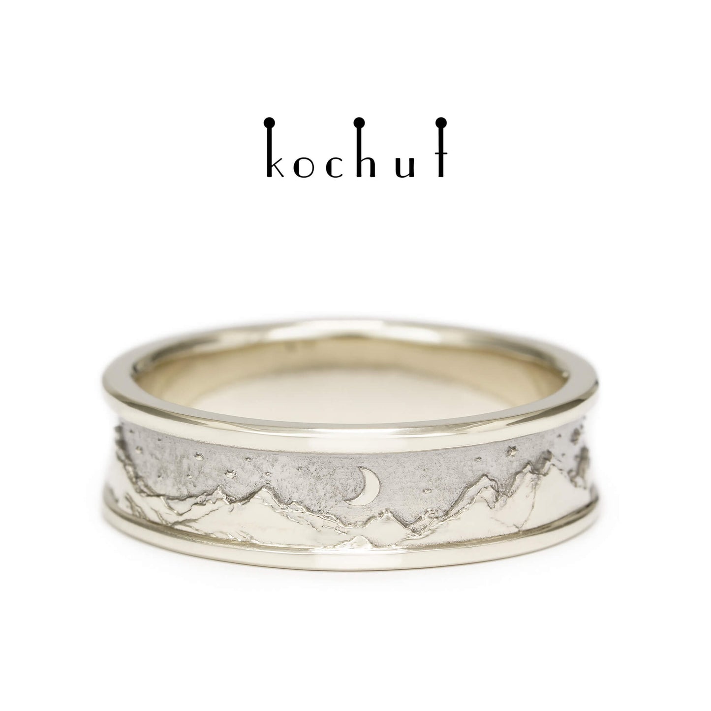 Höhen des Liebes: Sonne und Mond — goldener Ring mit schwarzem Rhodium
