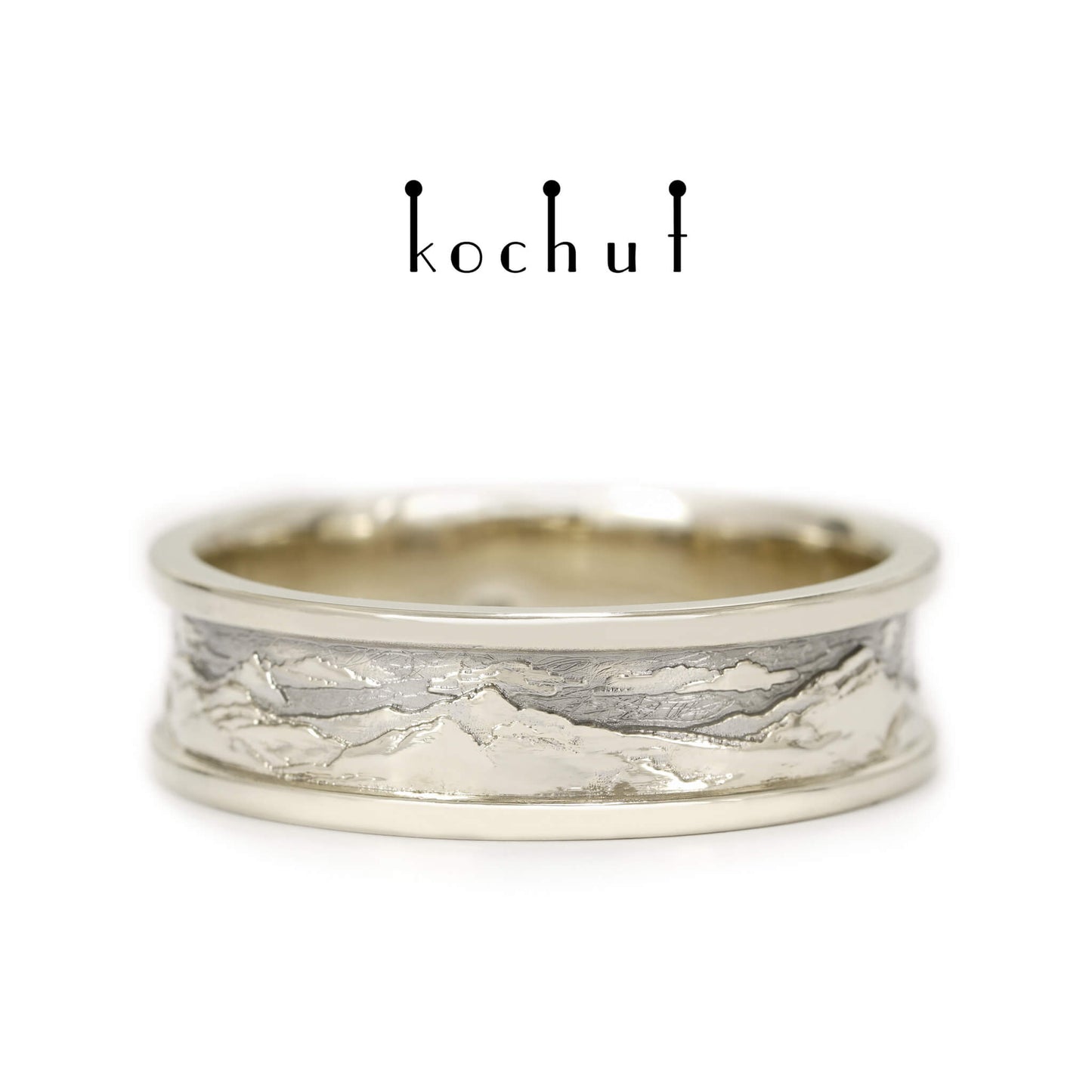 Höhen der Liebe: Sonne und Mond — Ring aus Weißgold mit schwarzem Rhodium