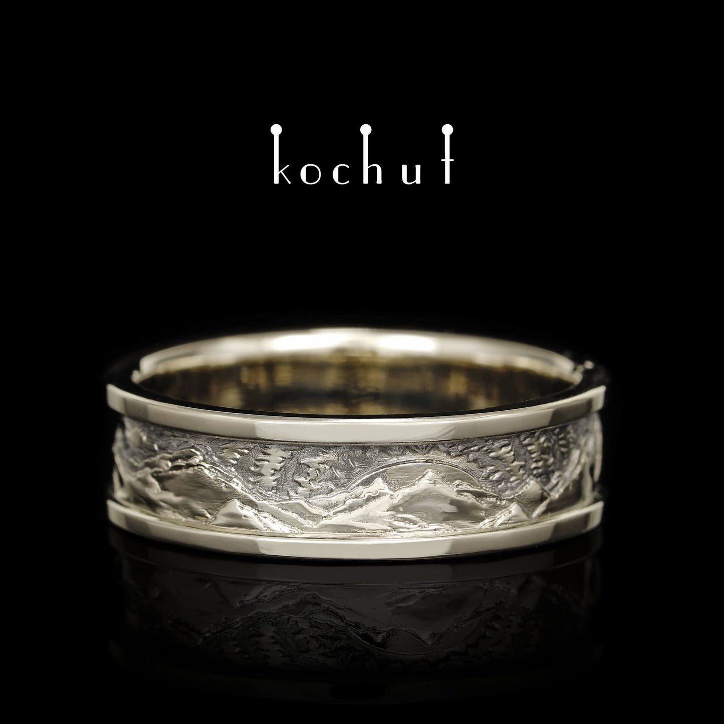 Höhen der Liebe: Sonne und Mond — Ring aus Weißgold mit schwarzem Rhodium