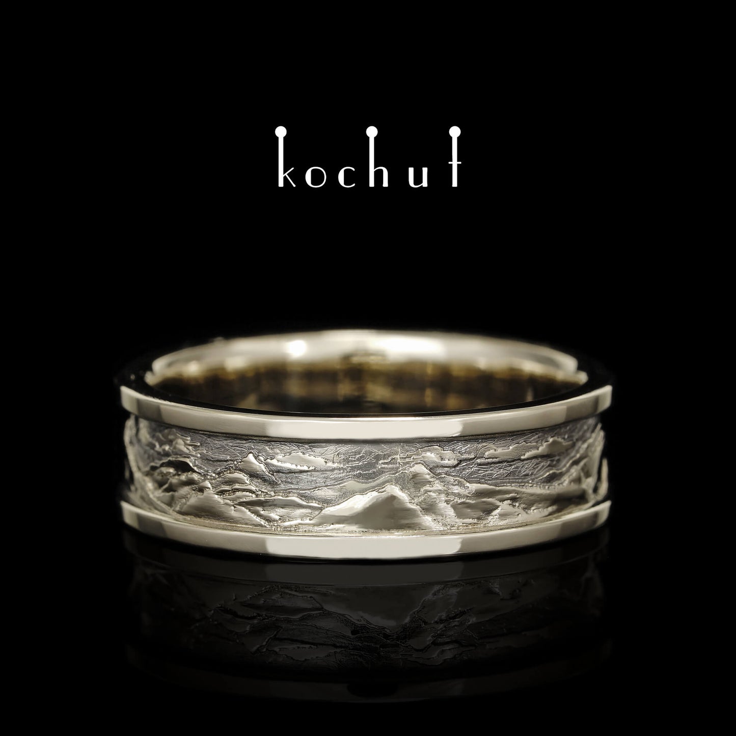 Höhen der Liebe: Sonne und Mond — Ring aus Weißgold mit schwarzem Rhodium