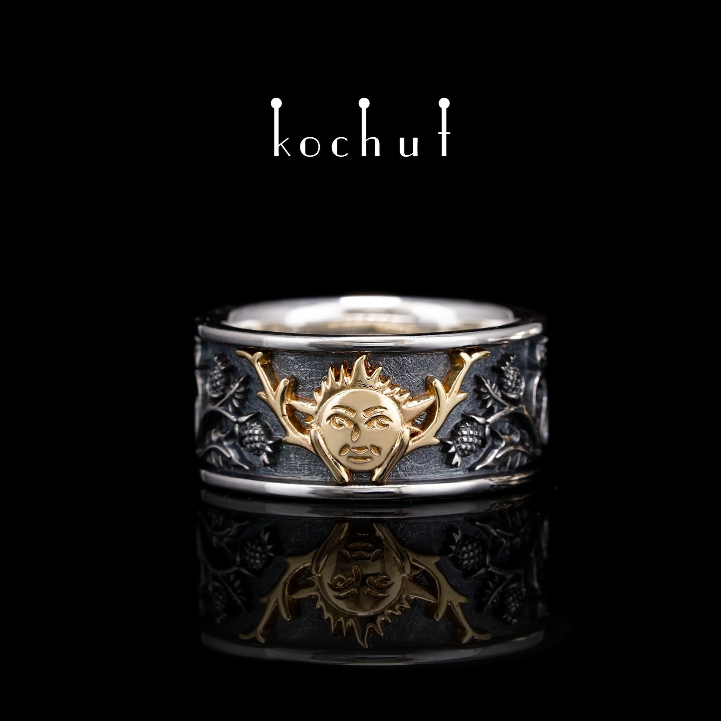 Alchemie der Liebe (Sonne) — ein Ring aus Silber und Gelbgold