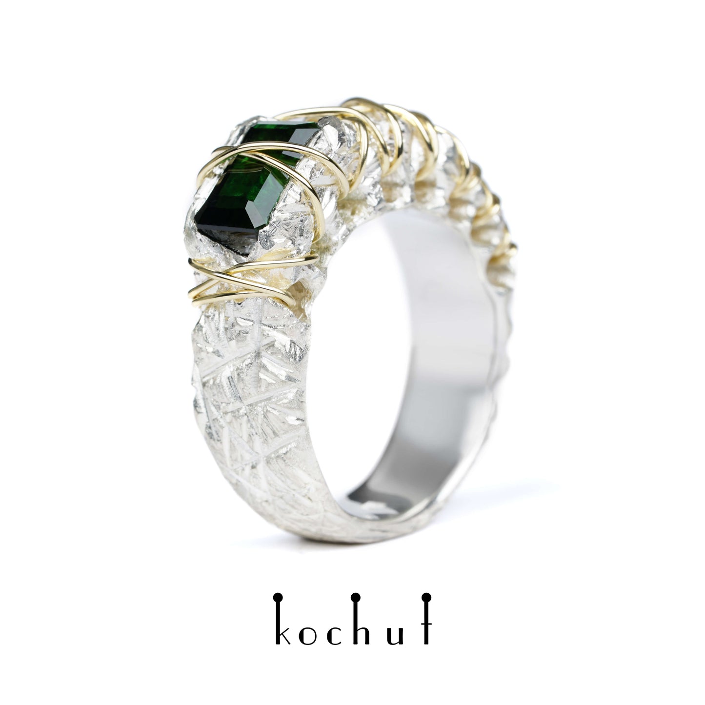 Wiedergeburt — Ring aus Silber und Gelbgold mit Turmalin