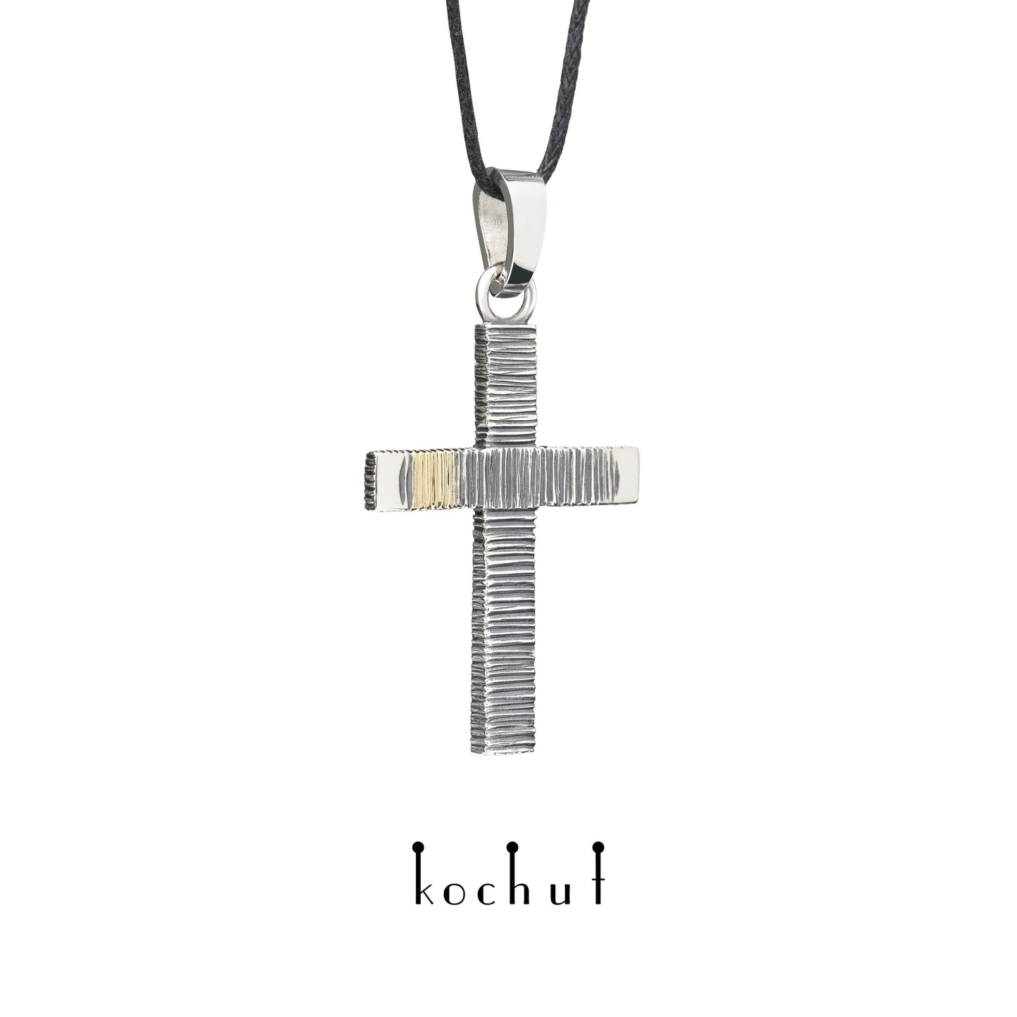 Lichtzeichen — Kreuz aus oxidiertem Silber und Gelbgold