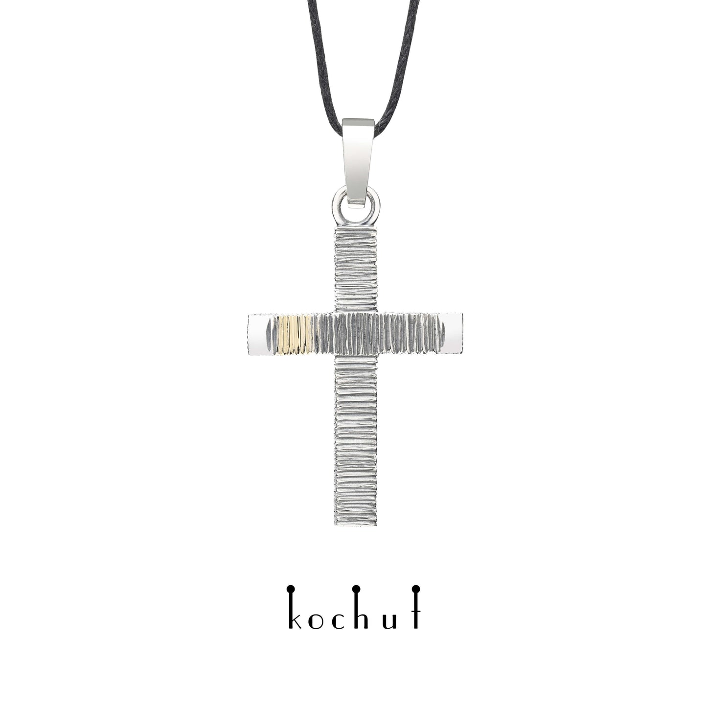 Lichtzeichen — Kreuz aus oxidiertem Silber und Gelbgold