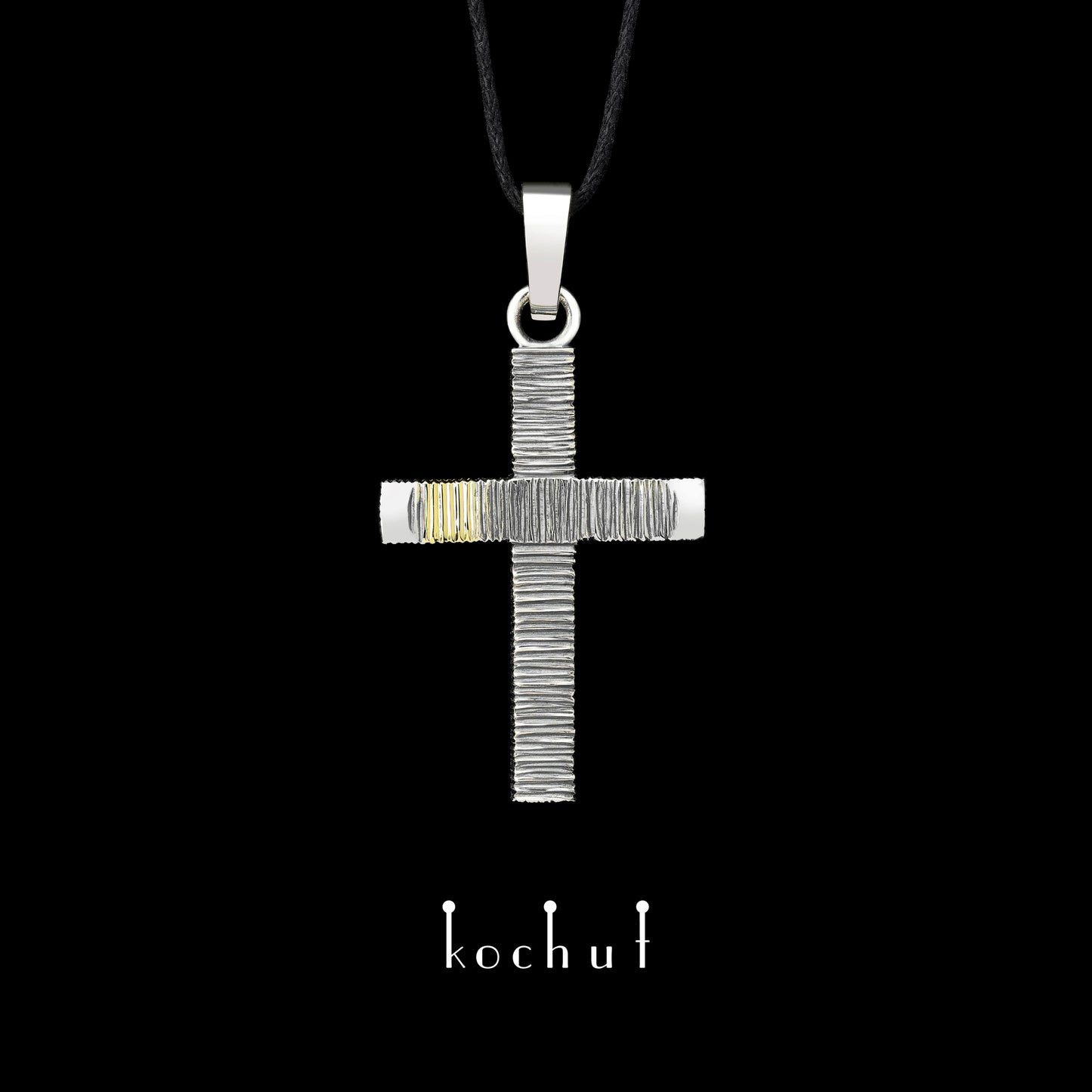 Lichtzeichen — Kreuz aus oxidiertem Silber und Gelbgold