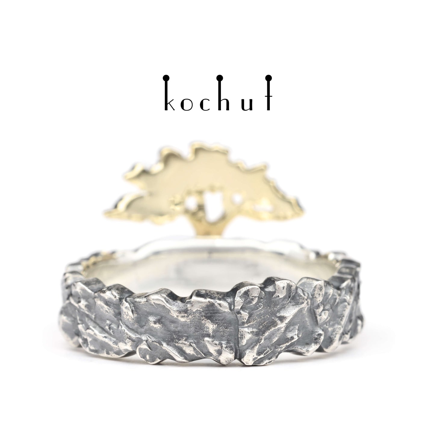 Baum der Reflexion — Ring aus oxidiertem Silber und Gelbgold