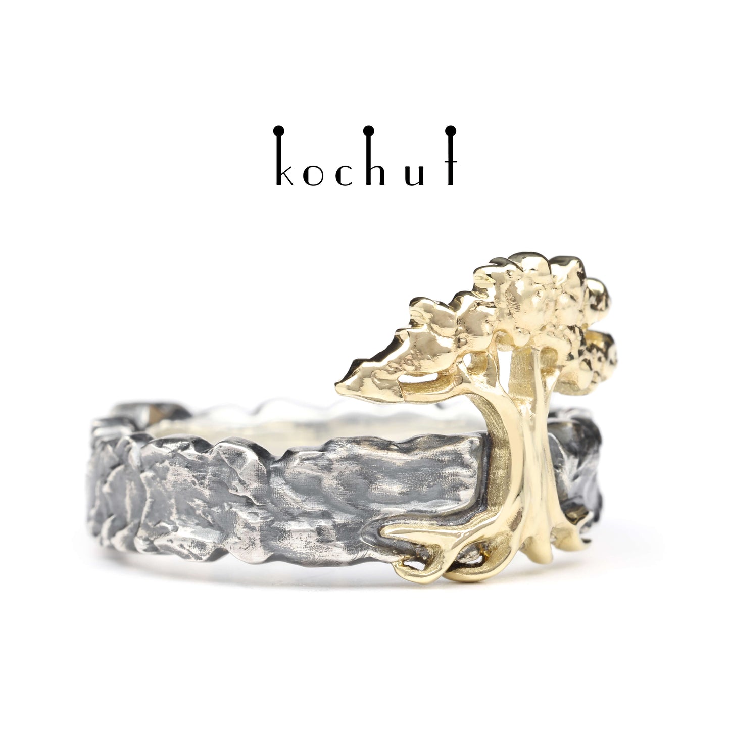 Baum der Reflexion — Ring aus oxidiertem Silber und Gelbgold