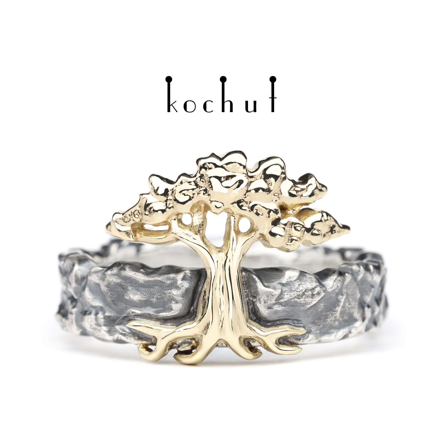 Baum der Reflexion — Ring aus oxidiertem Silber und Gelbgold
