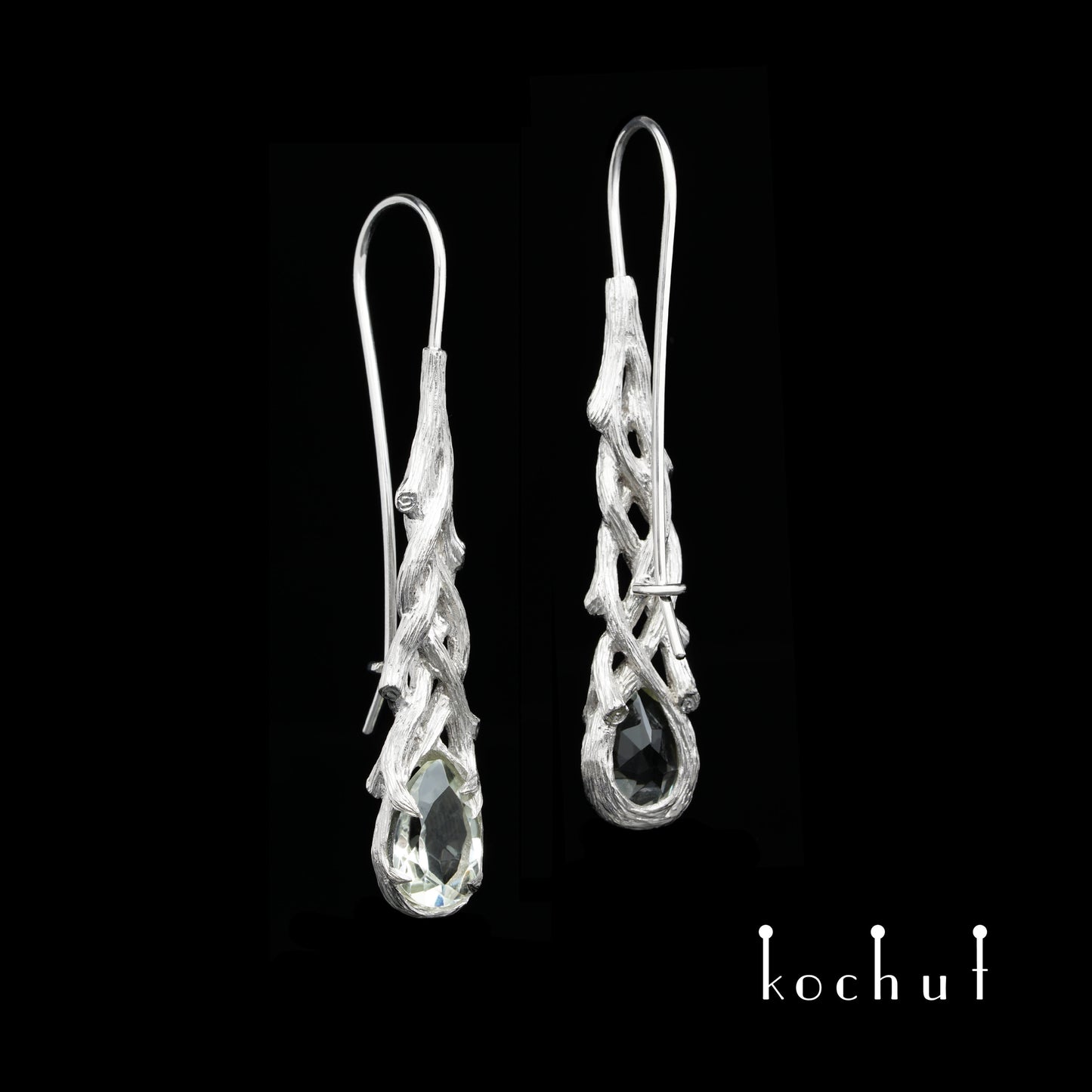 Galadriel — silberne Ohrringe mit Amethysten, überzogen mit weißem Rhodium