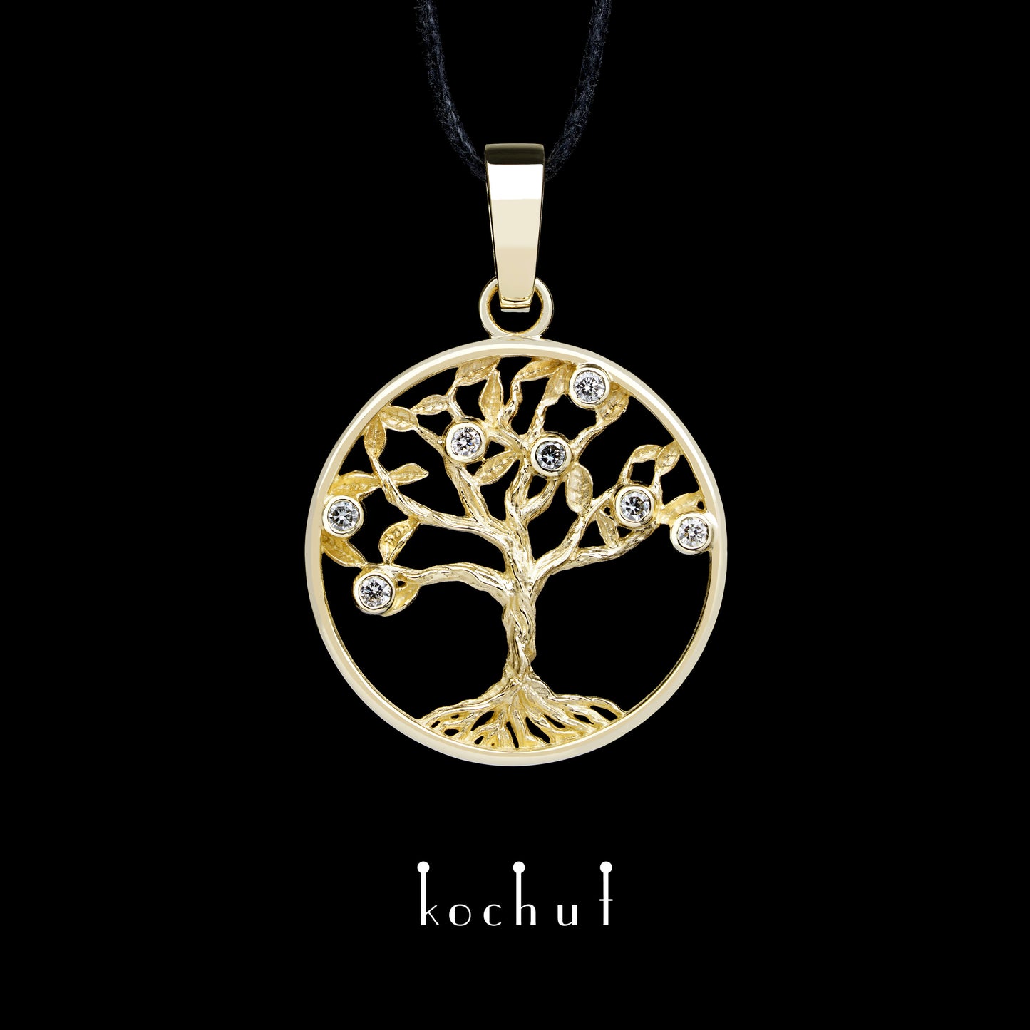 Baum des Lebens — Anhänger aus Gelbgold mit Diamanten