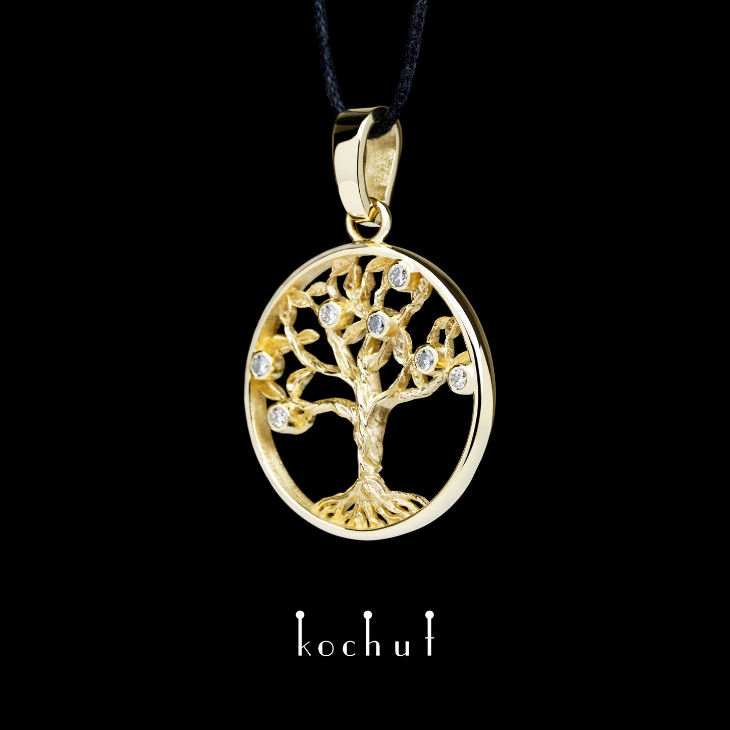 Baum des Lebens — Anhänger aus Gelbgold mit Diamanten