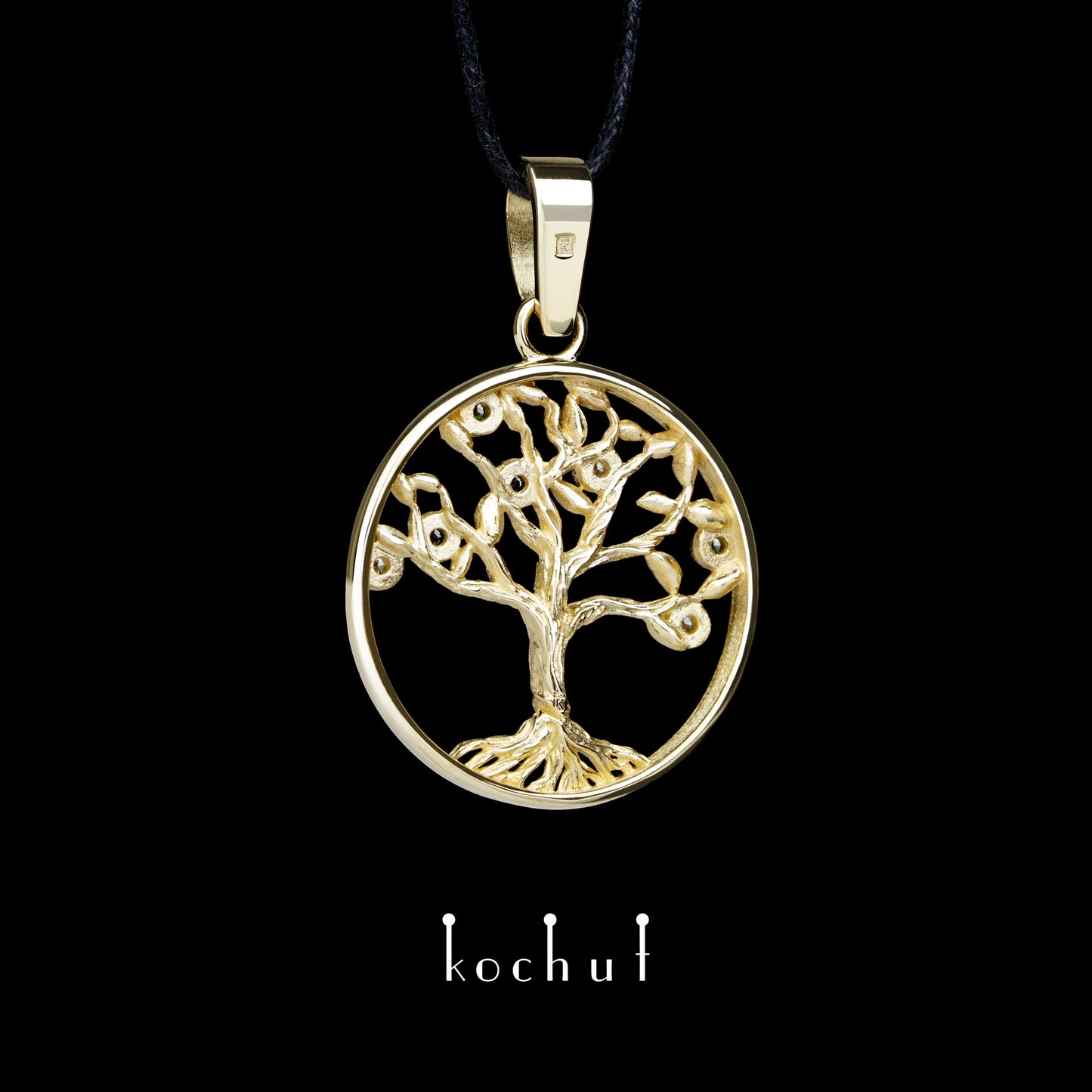 Baum des Lebens — Anhänger aus Gelbgold mit Diamanten