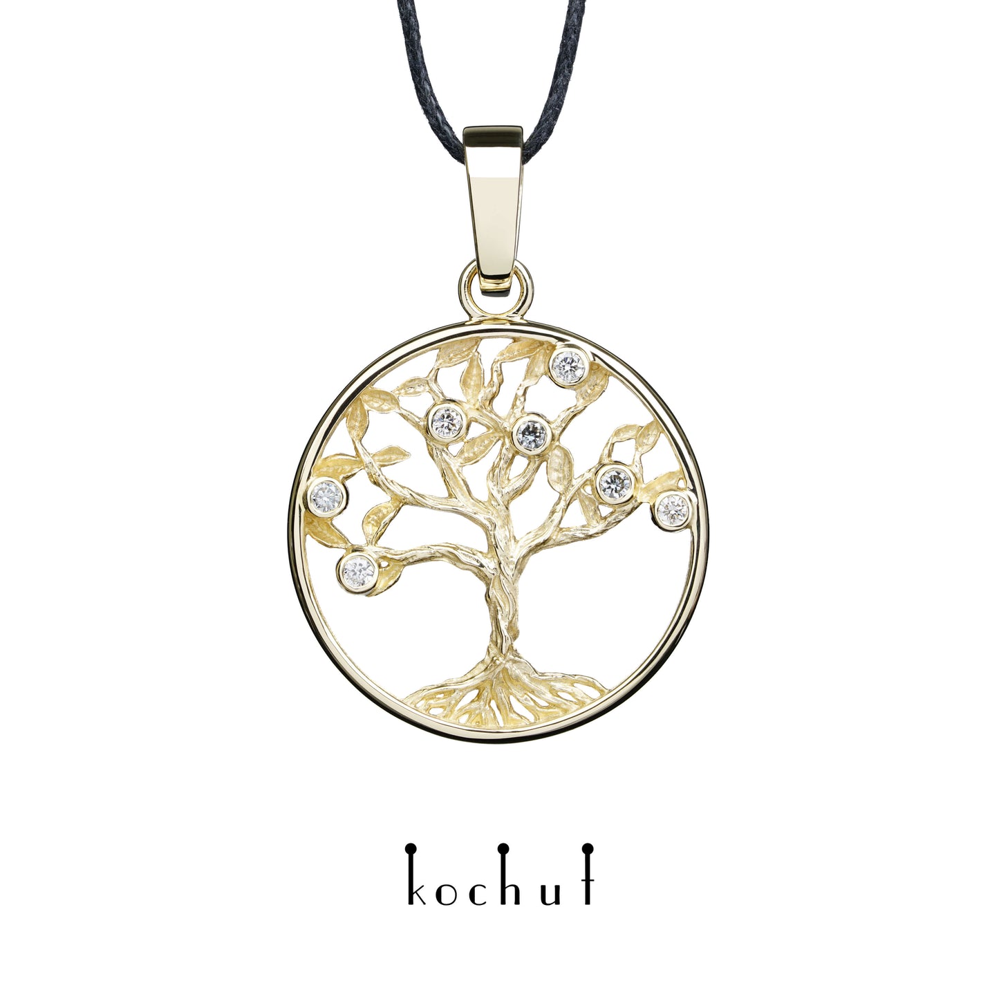 Baum des Lebens — Anhänger aus Gelbgold mit Diamanten