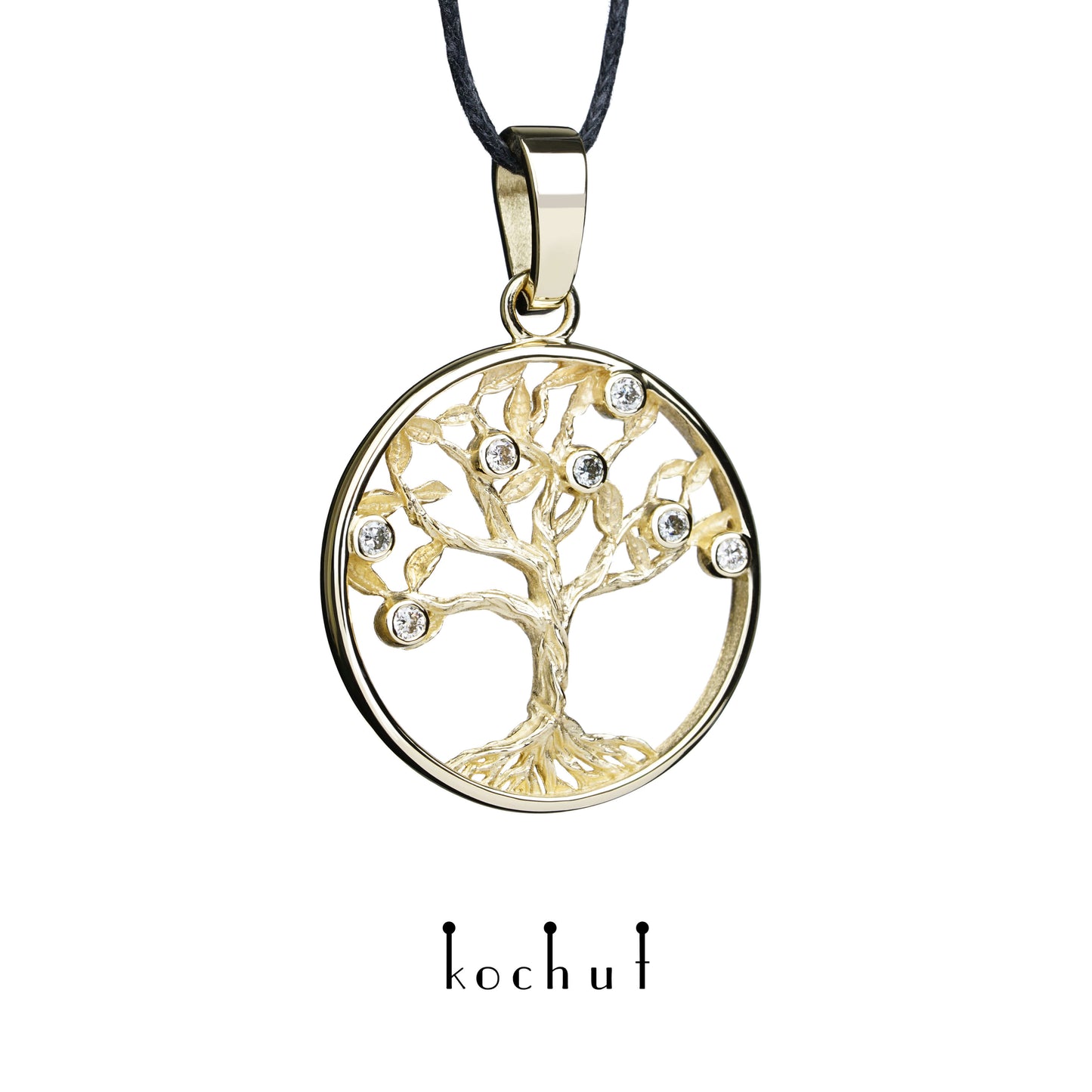 Baum des Lebens — Anhänger aus Gelbgold mit Diamanten