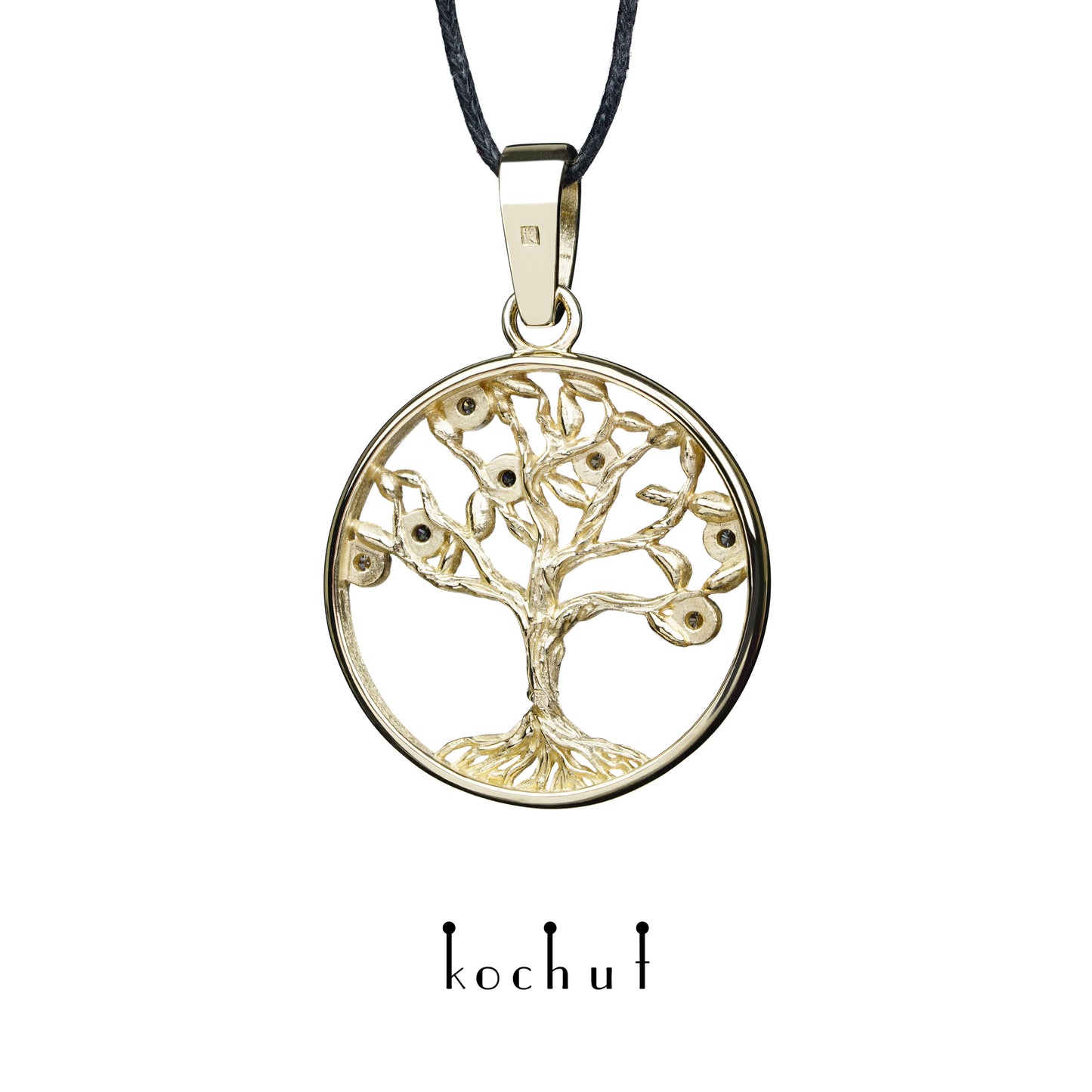 Baum des Lebens — Anhänger aus Gelbgold mit Diamanten