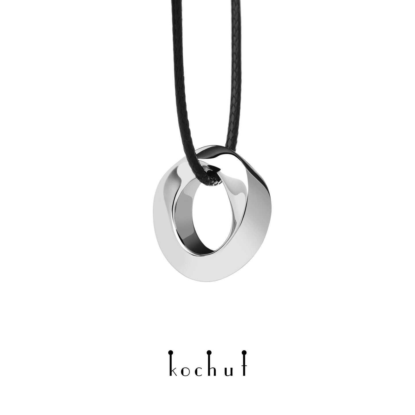 Mobius-Band — silbernes Anhänger, beschichtet mit weißem Rhodium