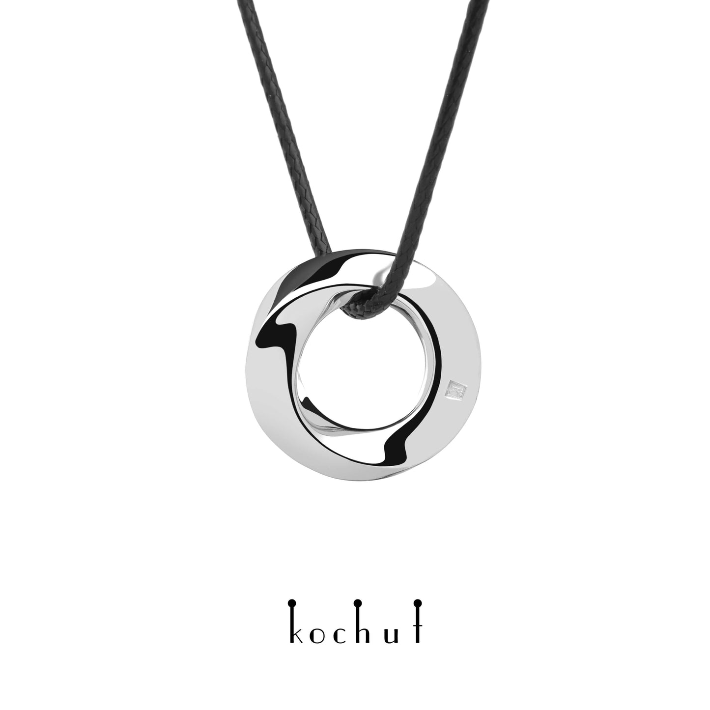 Mobius-Band — silbernes Anhänger, beschichtet mit weißem Rhodium