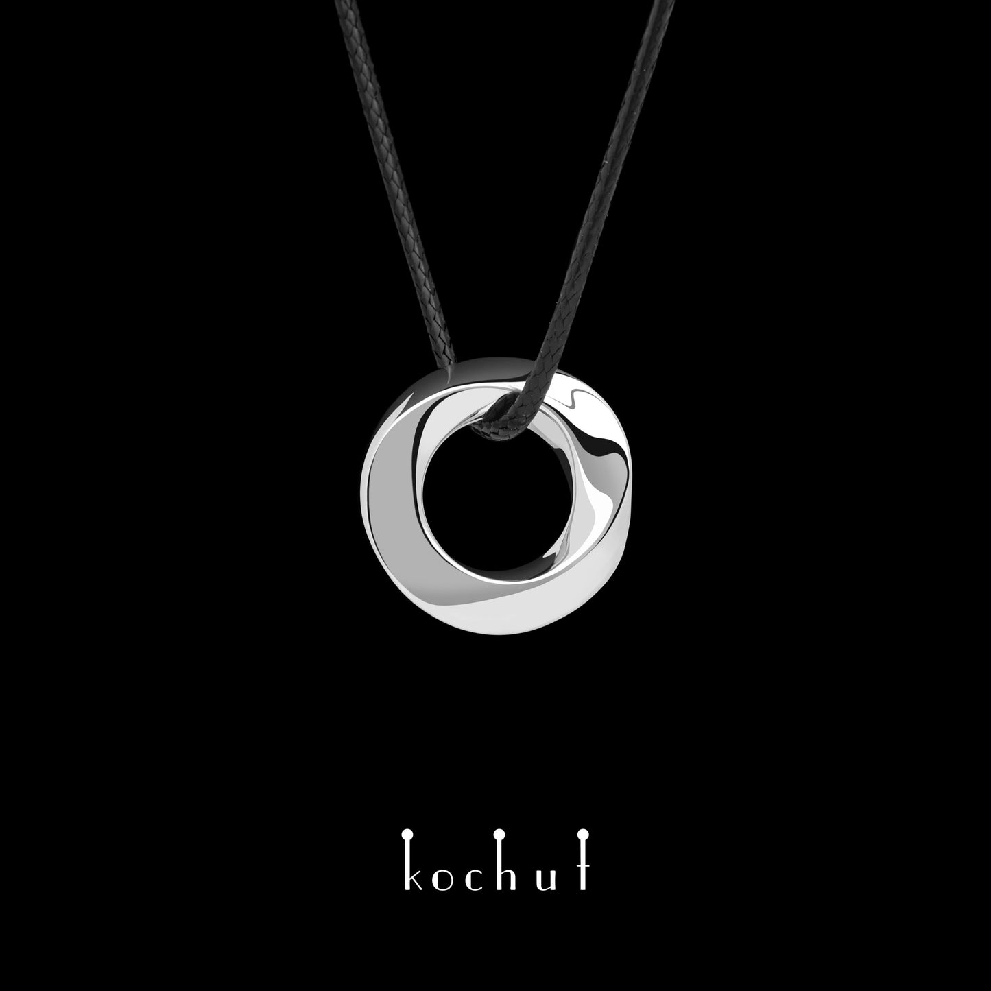 Mobius-Band — silbernes Anhänger, beschichtet mit weißem Rhodium