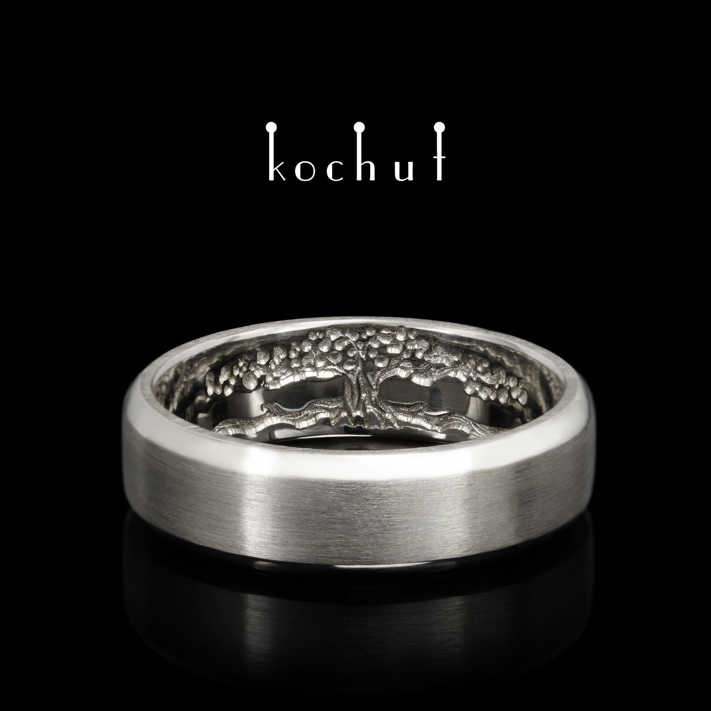 Lebensbaum: Stiele — matte silberne Ring