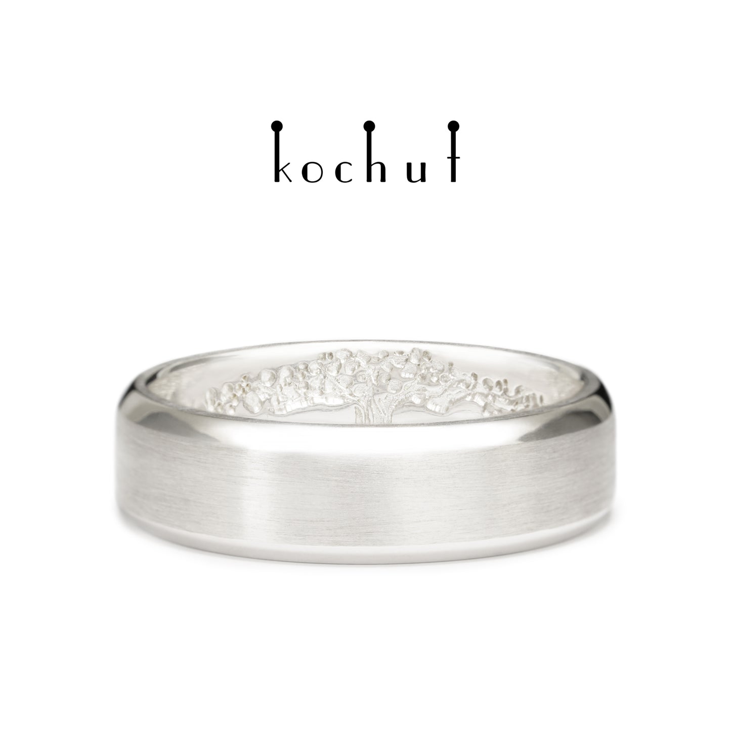 Lebensbaum: Stiele — matte silberne Ring