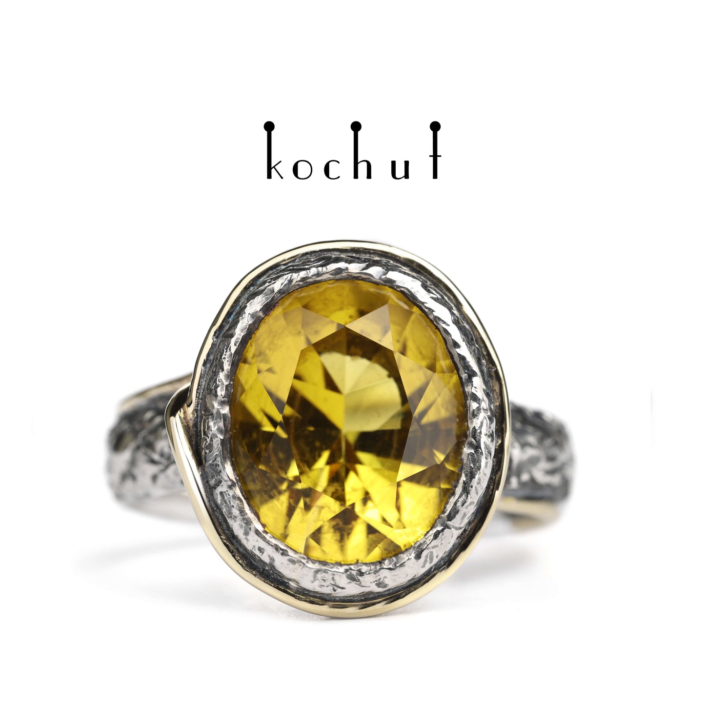 Seelen-Spiegel — Ring aus oxidiertem Silber und Gelbgold mit Citrin