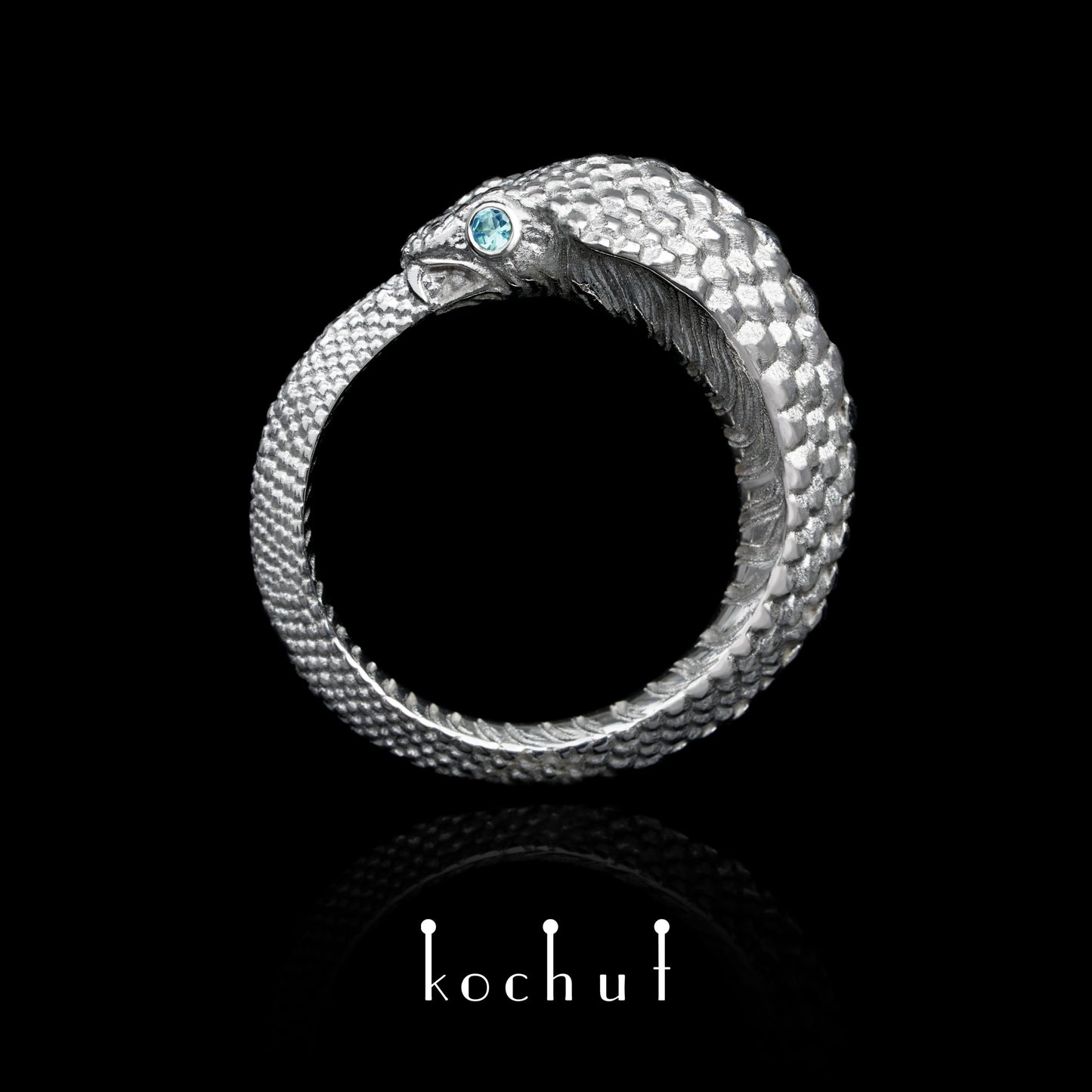 Ouroboros — Weißgoldring mit Topasen, plattiert mit weißem Rhodium