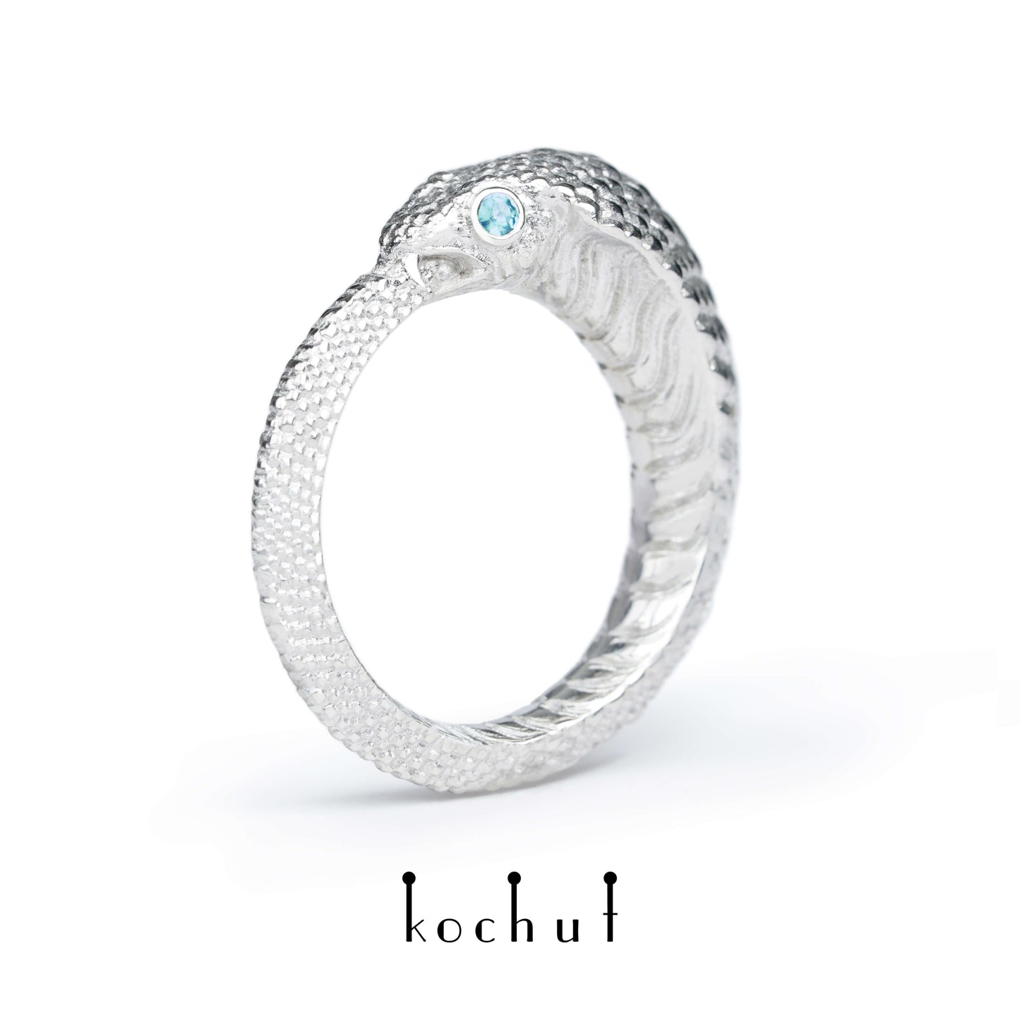 Ouroboros — Weißgoldring mit Topasen, plattiert mit weißem Rhodium