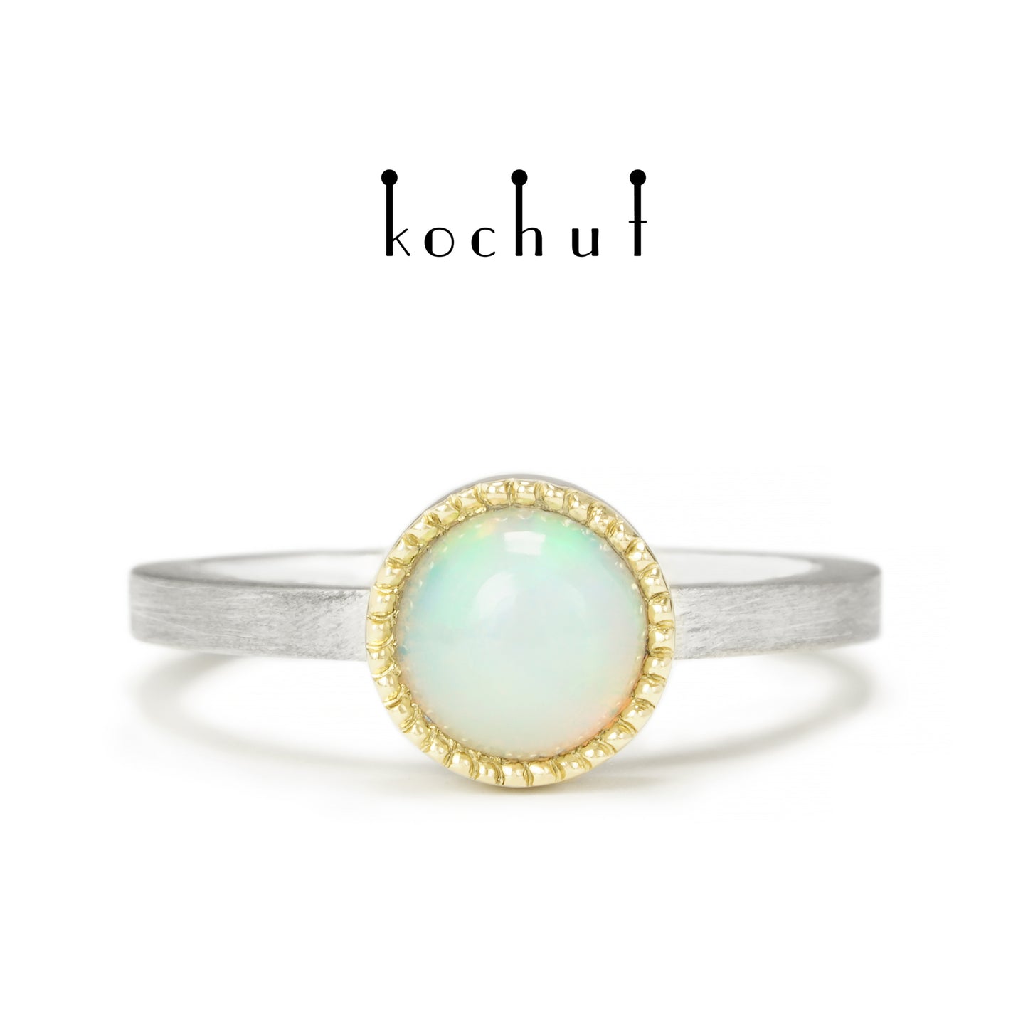 Jupiter — ein Ring aus Silber, Gelbgold und Opal