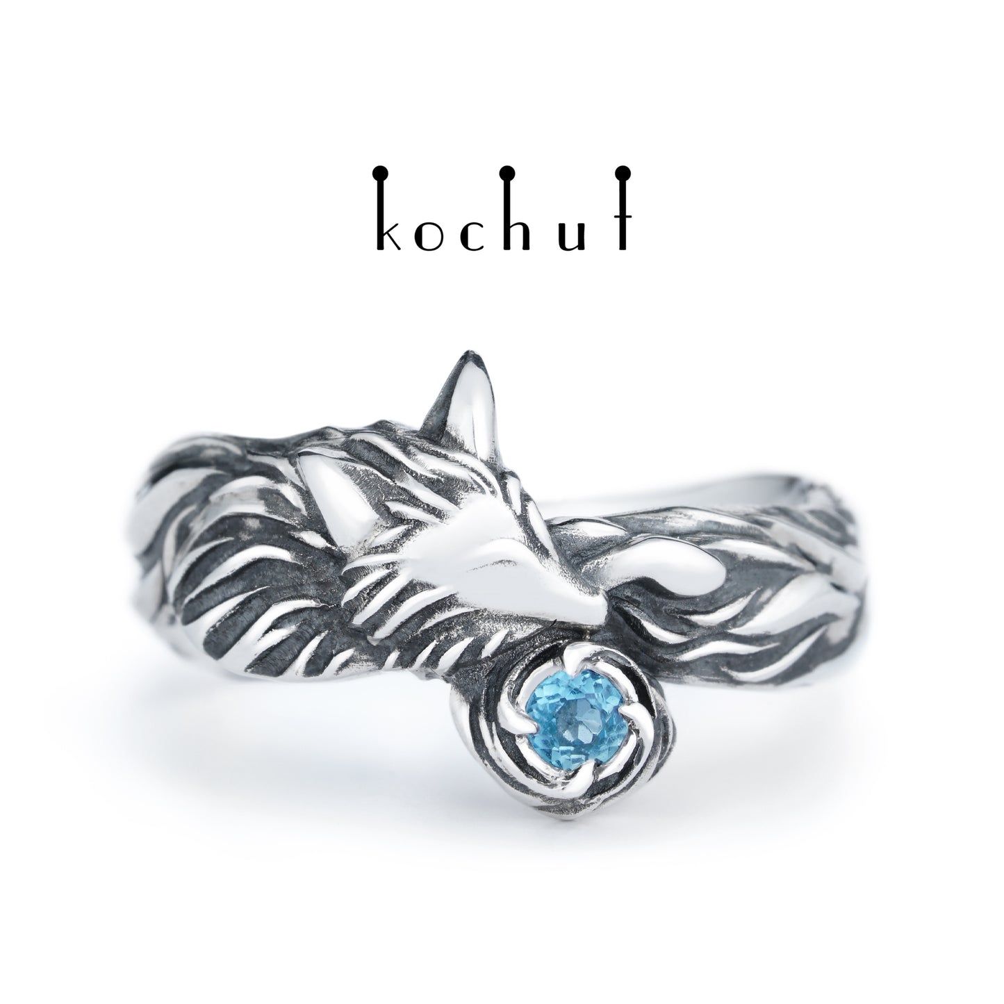 Kleiner Fuchs — Ring aus oxidiertem Silber mit Topas