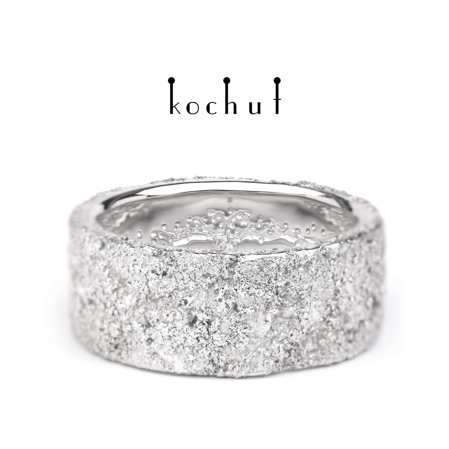 Leib und Seele mit dem Baum des Lebens — Ehering aus Weißgold mit Weißgoldoberfläche, beschichtet mit weißem Rhodium