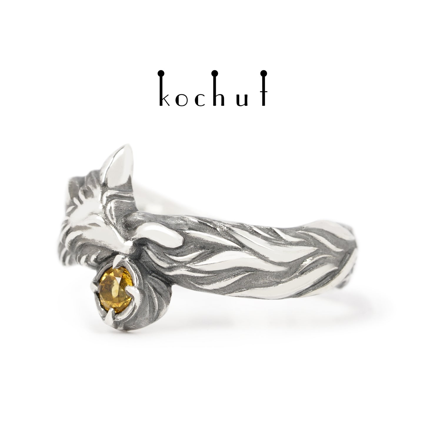 Kleiner Fuchs — Ring aus oxidiertem Silber mit Citrin