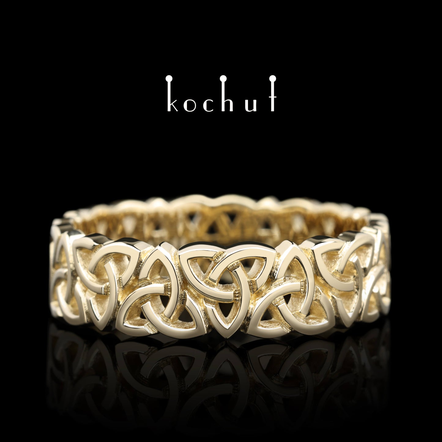 Keltisches Spitzenmuster — Ring aus Gelbgold