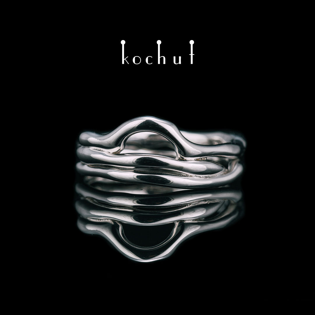 Haarnadelkurve — Weißgoldring mit Weißrhodium