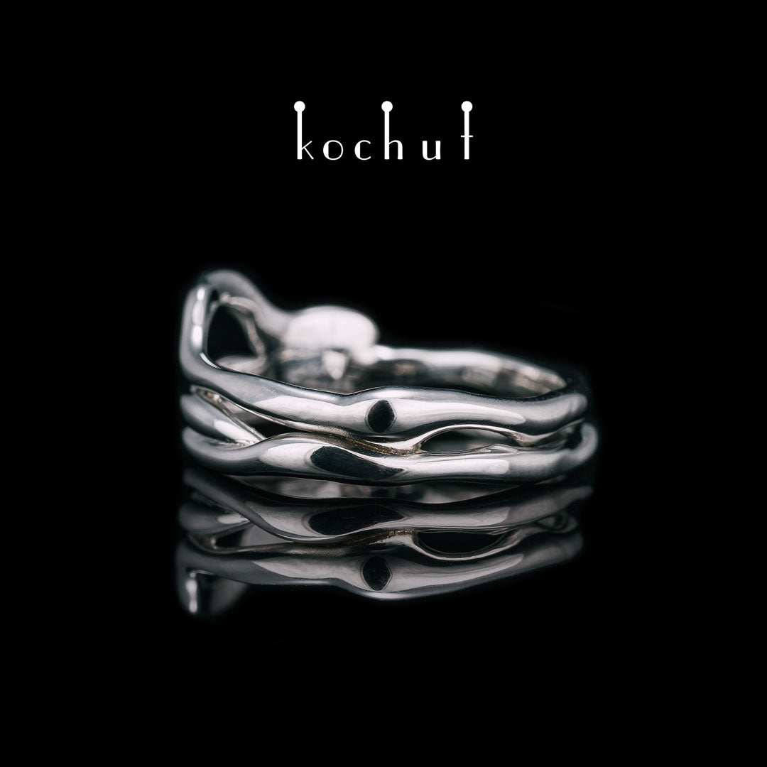 Haarnadelkurve — Weißgoldring mit Weißrhodium