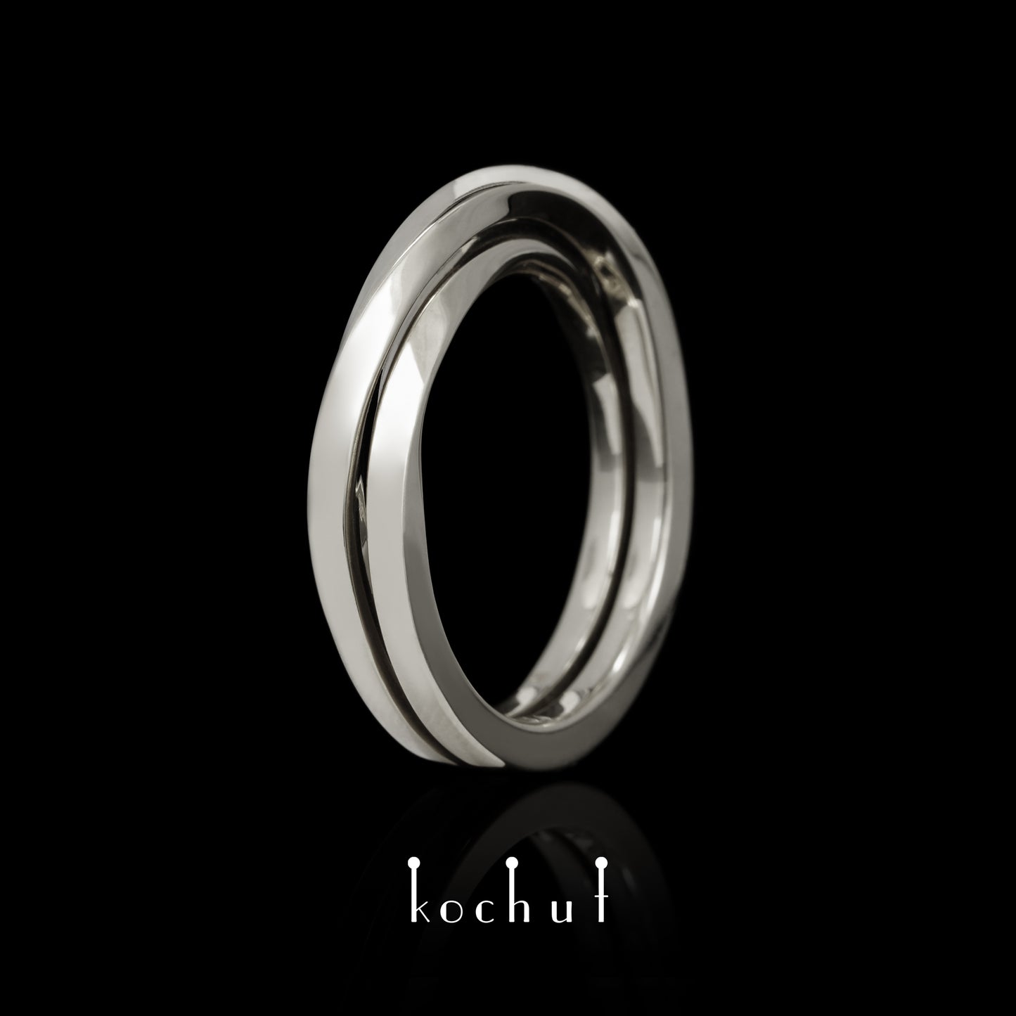 Mobius-Band: Gegengewicht — Ring aus Weißgold, überzogen mit weißem Rhodium