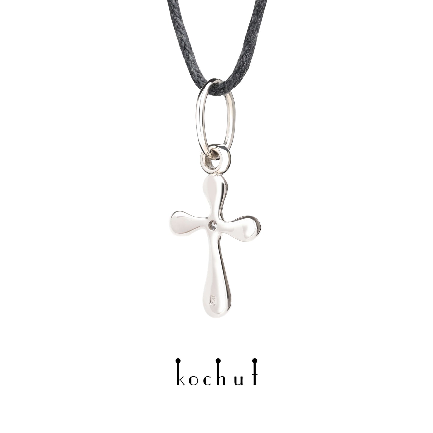 Tau des Liebes — Kreuz aus Palladium-Gold mit Diamant