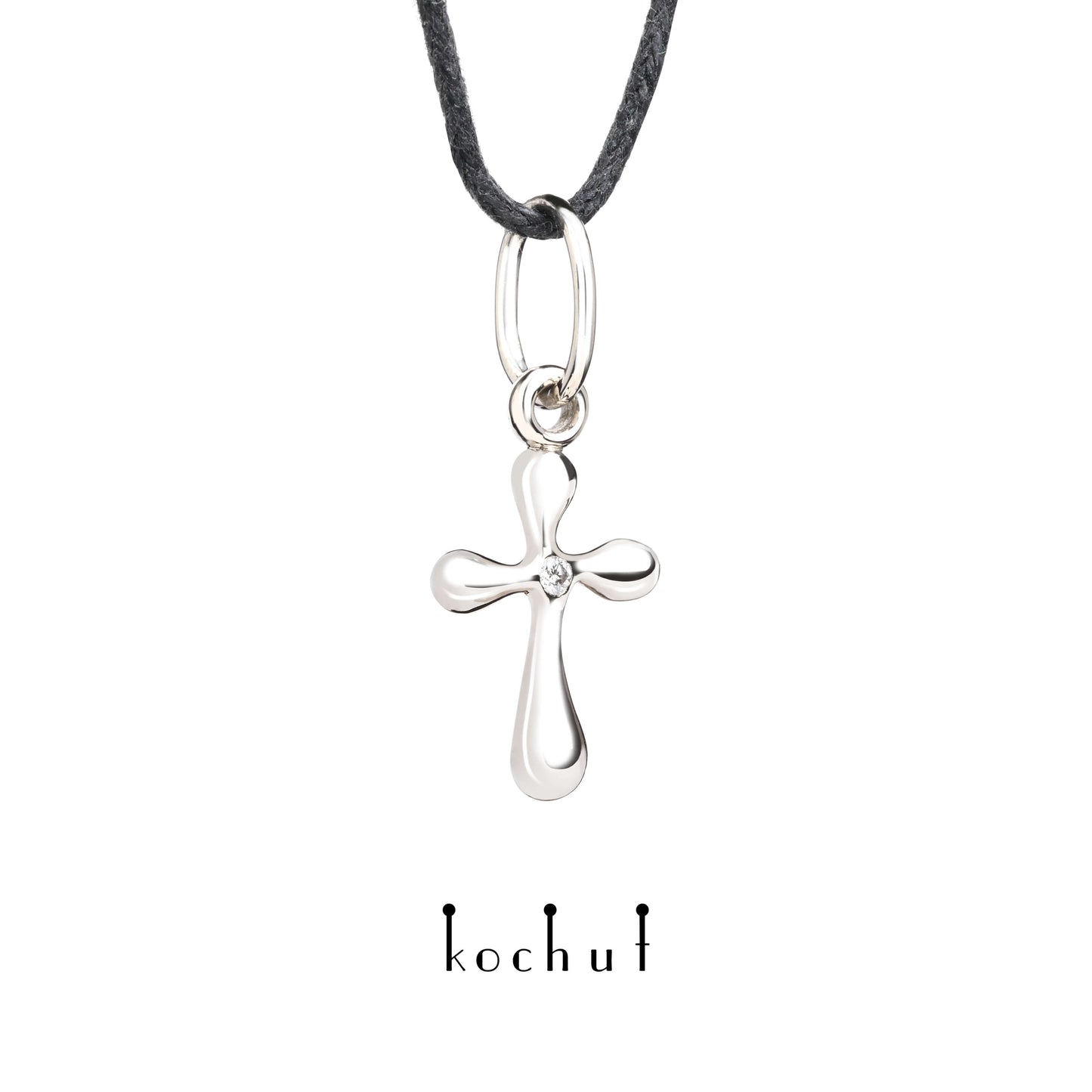 Tau des Liebes — Kreuz aus Palladium-Gold mit Diamant