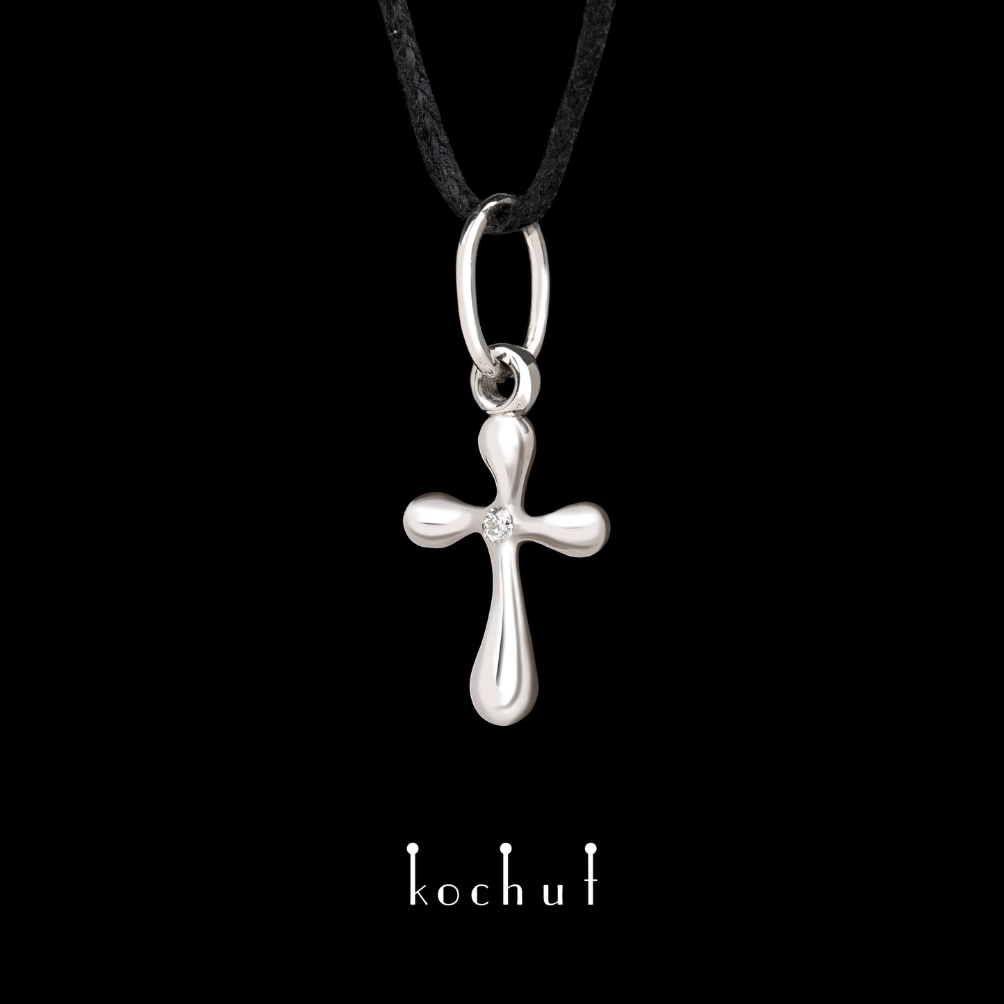 Tau des Liebes — Kreuz aus Palladium-Gold mit Diamant
