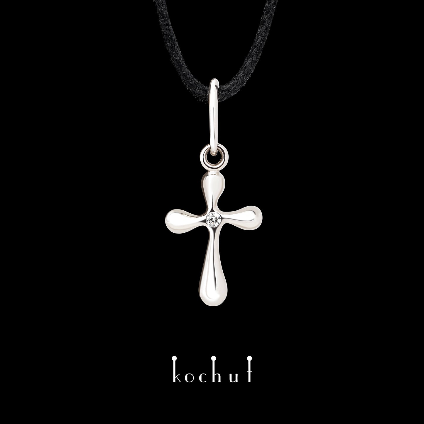 Tau des Liebes — Kreuz aus Palladium-Gold mit Diamant