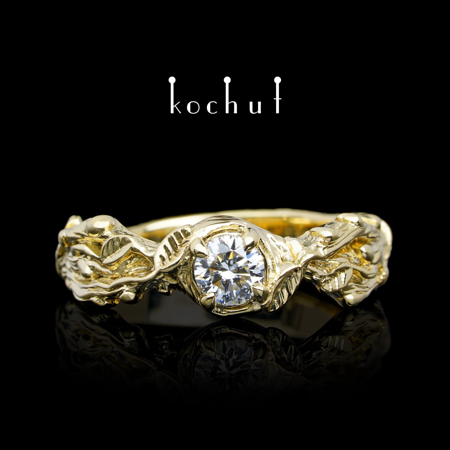 Sprossen — Gelbgold-Verlobungsring mit Diamant