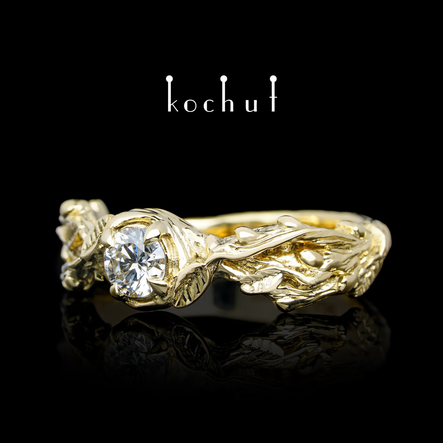 Sprossen — Gelbgold-Verlobungsring mit Diamant