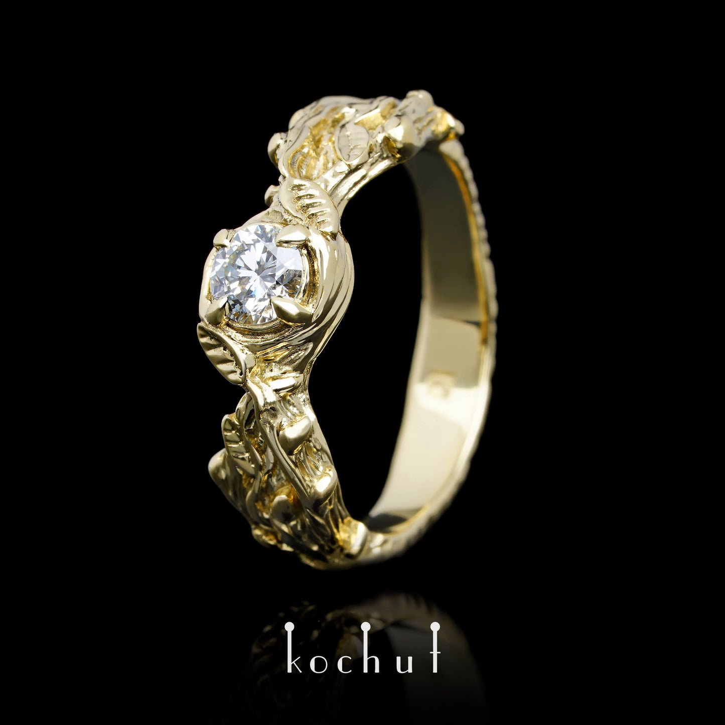 Sprossen — Gelbgold-Verlobungsring mit Diamant