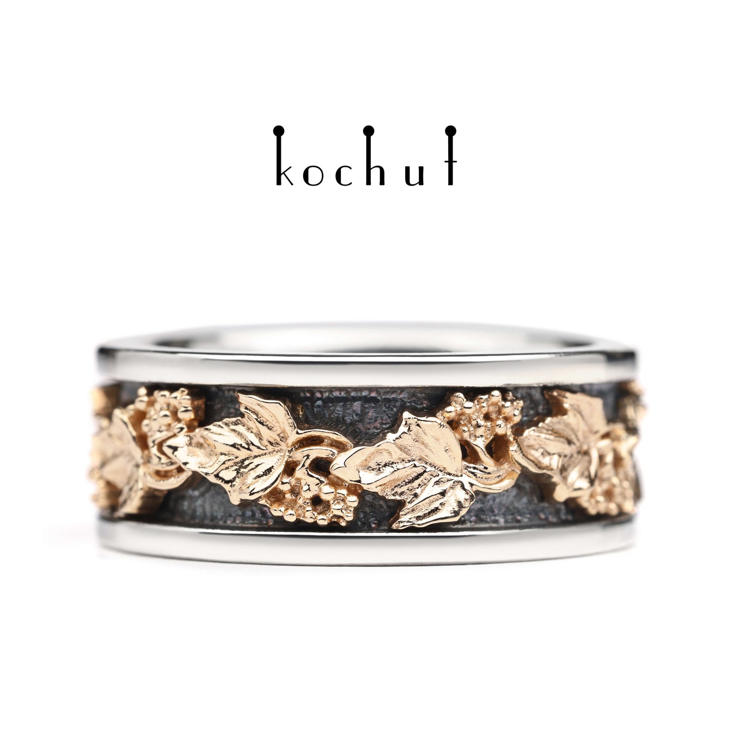 Viburnum — Ring aus oxidiertem Silber und Rotgold